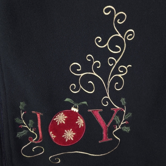 Holiday Editions Fleece Full Zip Christmas Vest Size 2X Embroidery WhimsiGoth - Picture 2 of 9